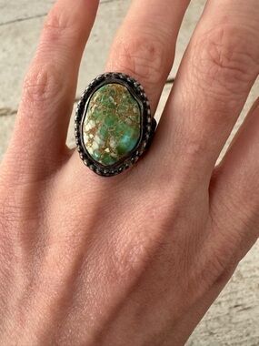 Vintage 40s Navajo Sterling Turquoise Old Pawn Ring